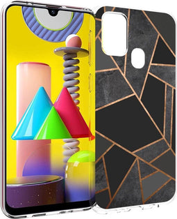 iMoshion Hoesje Geschikt voor Samsung Galaxy M31 Hoesje Siliconen - iMoshion Design hoesje - Zwart / Meerkleurig / Goud / Black Graphic