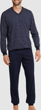 Schiesser Heren Pyjama - Lange broek - V Hals - Donkerblauw