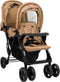 vidaXL - Tweelingkinderwagen - tandem - staal - taupe
