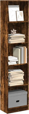 vidaXL - Boekenkast - 40x24x176 - cm - bewerkt - hout - gerookt - eikenkleurig