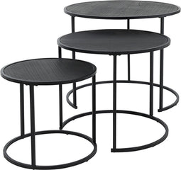H&S Collection Bijzettafel/plantenstandaard set - 3x stuks - zwart