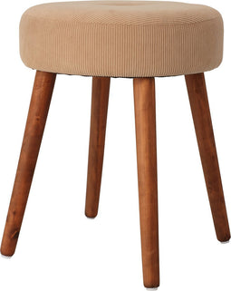 H&S Collection Krukje - hout - ribstof - velvet - beige - D35 x H45 cm