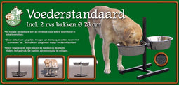 H-Standaard inclusief Roestvrijstale voerbakken - 28 cm