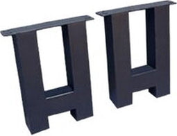 H tafelpoot metaal eetkamerbank 8x8 Set - Zwart