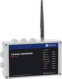 H-Tronic HT200E Radiografische ontvanger 8-kanaals Frequentie: 868.35 MHz, 869.05 MHz, 869.55 MHz 12 V Bereik max. (in