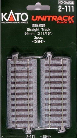 H0 Kato Unitrack 2-111 Rechte rails 94 mm 2 stuk(s)