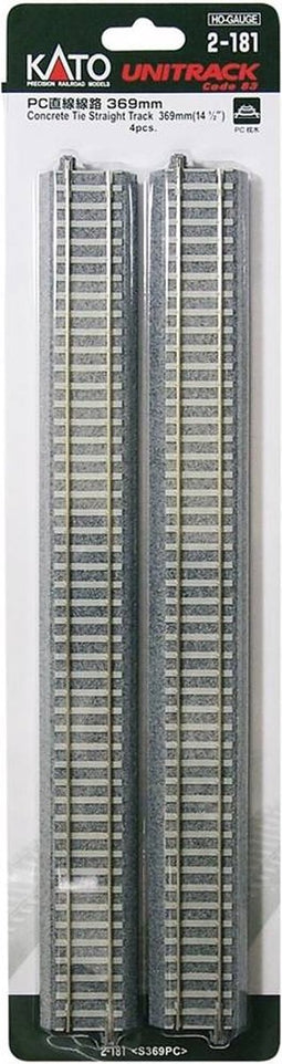 H0 Kato Unitrack 2-181 Rechte rails 369 mm 4 stuk(s)