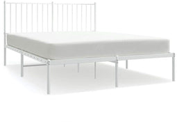vidaXL - Bedframe - met - hoofdbord - metaal - wit - 135x190 - cm