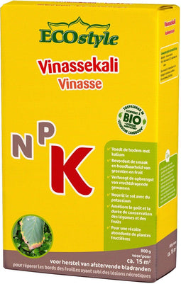 ECOStyle Vinassekali Organische Meststof - Vuor Kaliumtekort - Voor Moestuin, Siertuin en Fruit - Hoger Weerstand tegen Droogte & Vorst - 15M² - 800 GR