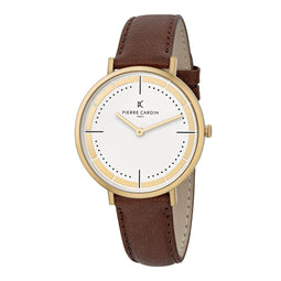 Pierre Cardin Belleville Park CBV.1031 Horloge - Leer - Bruin - Ø 41 mm