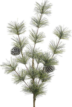 5 stuks Kerststeker tak harde naald h50 cm groen/wit