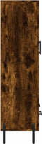 vidaXL - Hoge - kast - 69,5x31x115 - cm - bewerkt - hout - gerookt - eikenkleurig