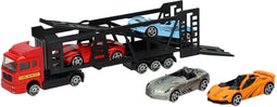 Die-cast Transporter met 4 metalen auto's