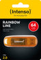 Intenso Rainbow Line USB stick - 64GB - 28 MB/s lezen - Oranje (3 stuks)