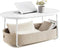 Furnstar Ovale Salontafel - Tafel met Opbergruimte - Matwit-Camelbruin
