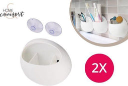 Home & Comfort HC-TBH02 - Tandenborstelhouder - Set van 2 - 3 compartimenten - Wit (2 stuks)
