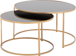 PTMD Salontafel Miyo Dark Glass Rond Set van 2