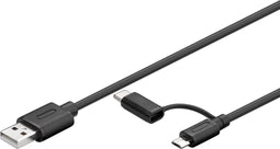 Goobay Laad- en synchronisatiecombokabel (met USB A naar Micro-USB & USB-C™)