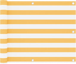 vidaXL - Balkonscherm - 75x400 - cm - oxford - stof - wit - en - geel