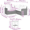 vidaXL - Tuinbank - met - tafel - en - kussens - L-vormig - poly - rattan - grijs
