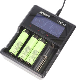 3x Panasonic 18650 Li-ion batterij en 4-weg Li-ion snellader