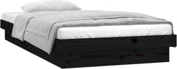 vidaXL - Bedframe - LED - massief - hout - zwart - 90x200 - cm