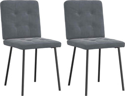 vidaXL - Eetkamerstoelen - 2 - st - fluweel - donkergrijs