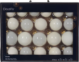 Kerstbal glas d7 cm wolwit ass 21st I kerst