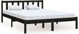 vidaXL - Bedframe - massief - grenenhout - zwart - 120x190 - cm