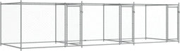 vidaXL - Hondenhok - met - deuren - 6x2x1,5 - m - gegalvaniseerd - staal - grijs