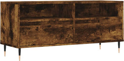 vidaXL - Tv-meubel - 100x34,5x44,5 - cm - bewerkt - hout - gerookt - eikenkleurig