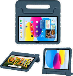 Accezz Kidsproof Backcover iPad 10.9 (2022) - Schokabsorberend foam met handvat - Donkerblauw