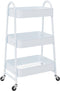 vidaXL - Opbergtrolley - 3-laags - 42x41,5x77 - cm - staal - wit