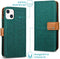 iMoshion Hoesje Geschikt voor iPhone 13 Mini Hoesje Met Pasjeshouder - iMoshion Luxe Canvas Bookcase - Groen