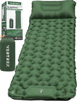 Vertrex Inflate-X1 Slaapmat met Ingebouwde Pomp - Luchtbed - 1 Persoons - Mosgroen
