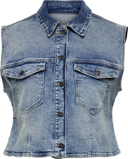 ONLY CARMAKOMA CARREX - Spijker gilet - Maat 48 - Lichtblauw Denim