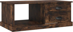 vidaXL - Salontafel - 90x50x35 - cm - bewerkt - hout - gerookt - eikenkleurig