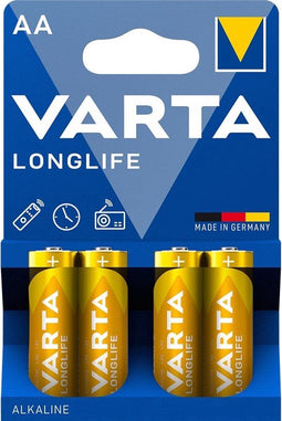 Varta Longlife Extra Mignon AA Batterij - Alkaline - 10 jaar stroomopslag - (4 stuks)