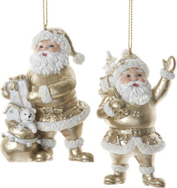 Orn.plc kerstman goud/wit l10cm