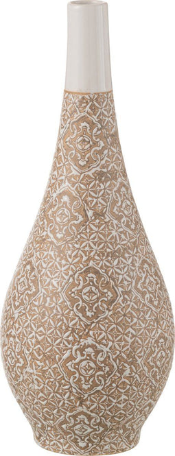 J-Line vaas Wabi Peer - porselein - beige/wit
