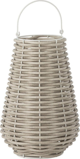 J-Line lantaarn Gewoven - kunststof - wit - small - LED lichtjes