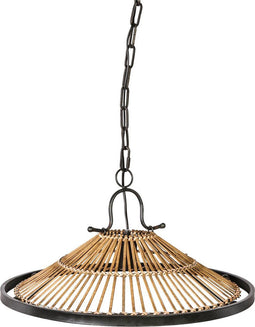 PTMD Mambo hanglamp naturel rotan maat in cm: 53 x 53 x 132 - Zwart