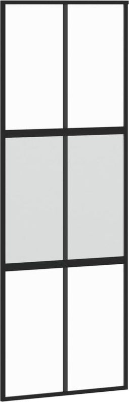 vidaXL - Schuifdeur - 76x205 - cm - gehard - glas - en - aluminium - zwart