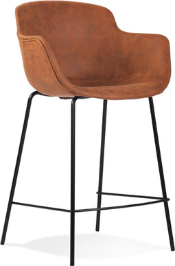 Alterego Mini Calvin - Bruine Microfabric Barkruk - 59x54x97,5cm