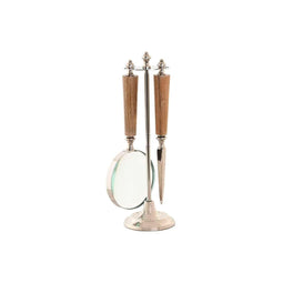 Vergrootglas Home ESPRIT Kristal Staal Acacia 8 x 8 x 30 cm