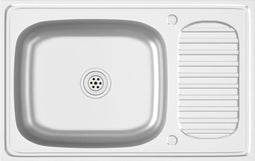 vidaXL - Gootsteen - met - afvoerset - 800x500x155 - mm - roestvrij - staal - zilver