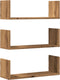 vidaXL - Wandschappen - 3 - st - 58x18x18 - cm - bewerkt - hout - artisanaal - eiken