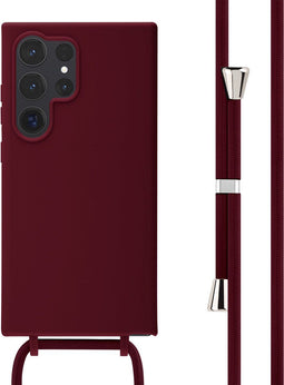 imoshion Hoesje Geschikt voor Samsung Galaxy S24 Ultra Hoesje Met Koord - imoshion Siliconen hoesje met koord - Donkerrood