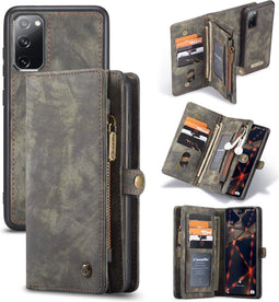 Caseme - vintage 2 in 1 portemonnee hoes - Geschikt voor Samsung Galaxy S20 FE- Zwart