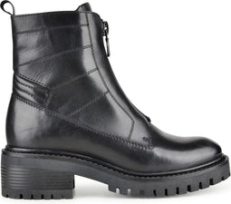 PS Poelman Klara - Dames Enkellaarzen - Chunky Zool met Rits - Zwart - Maat 39